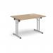 Rectangular folding leg table with silver legs and straight foot rails 1200mm x 800mm - Kendal Oak SFL1200-S-KO