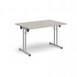 Rectangular folding leg table with silver legs and straight foot rails 1200mm x 800mm - Light Grey SFL1200-S-LG