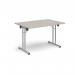 Rectangular folding leg table with silver legs and straight foot rails 1200mm x 800mm - Light Grey SFL1200-S-LG