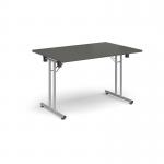Rectangular folding leg table with silver legs and straight foot rails 1200mm x 800mm - Onyx Grey SFL1200-S-OG