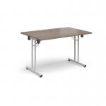 Rectangular folding leg table with white legs and straight foot rails 1200mm x 800mm - Barcelona Walnut SFL1200-WH-BW