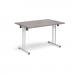 Rectangular folding leg table with white legs and straight foot rails 1200mm x 800mm - grey oak SFL1200-WH-GO