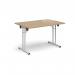 Rectangular folding leg table with white legs and straight foot rails 1200mm x 800mm - Kendal Oak SFL1200-WH-KO