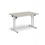 Rectangular folding leg table with white legs and straight foot rails 1200mm x 800mm - Light Grey SFL1200-WH-LG