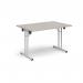 Rectangular folding leg table with white legs and straight foot rails 1200mm x 800mm - Light Grey SFL1200-WH-LG
