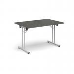 Rectangular folding leg table with white legs and straight foot rails 1200mm x 800mm - Onyx Grey SFL1200-WH-OG