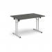 Rectangular folding leg table with white legs and straight foot rails 1200mm x 800mm - Onyx Grey SFL1200-WH-OG