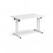 Rectangular folding leg table with white legs and straight foot rails 1200mm x 800mm - white SFL1200-WH-WH