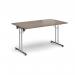 Rectangular folding leg table with chrome legs and straight foot rails 1400mm x 800mm - Barcelona Walnut SFL1400-C-BW