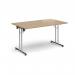 Rectangular folding leg table with chrome legs and straight foot rails 1400mm x 800mm - Kendal Oak SFL1400-C-KO