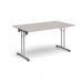 Rectangular folding leg table with chrome legs and straight foot rails 1400mm x 800mm - Light Grey SFL1400-C-LG