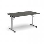 Rectangular folding leg table with chrome legs and straight foot rails 1400mm x 800mm - Onyx Grey SFL1400-C-OG