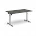 Rectangular folding leg table with chrome legs and straight foot rails 1400mm x 800mm - Onyx Grey SFL1400-C-OG