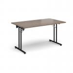 Rectangular folding leg table with black legs and straight foot rails 1400mm x 800mm - Barcelona Walnut SFL1400-K-BW