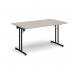 Rectangular folding leg table with black legs and straight foot rails 1400mm x 800mm - Light Grey SFL1400-K-LG