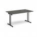 Rectangular folding leg table with black legs and straight foot rails 1400mm x 800mm - Onyx Grey SFL1400-K-OG