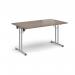 Rectangular folding leg table with silver legs and straight foot rails 1400mm x 800mm - Barcelona Walnut SFL1400-S-BW