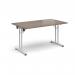 Rectangular folding leg table with white legs and straight foot rails 1400mm x 800mm - Barcelona Walnut SFL1400-WH-BW