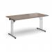 Rectangular folding leg table with chrome legs and straight foot rails 1600mm x 800mm - Barcelona Walnut SFL1600-C-BW