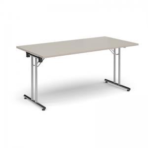 Rectangular folding leg table with chrome legs and straight foot rails