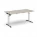 Rectangular folding leg table with chrome legs and straight foot rails 1600mm x 800mm - Light Grey SFL1600-C-LG