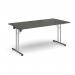 Rectangular folding leg table with chrome legs and straight foot rails 1600mm x 800mm - Onyx Grey SFL1600-C-OG