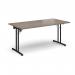 Rectangular folding leg table with black legs and straight foot rails 1600mm x 800mm - Barcelona Walnut SFL1600-K-BW