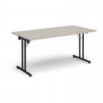 Rectangular folding leg table with black legs and straight foot rails 1600mm x 800mm - Light Grey SFL1600-K-LG