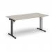 Rectangular folding leg table with black legs and straight foot rails 1600mm x 800mm - Light Grey SFL1600-K-LG