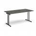 Rectangular folding leg table with black legs and straight foot rails 1600mm x 800mm - Onyx Grey SFL1600-K-OG