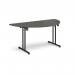 Semi circular folding leg table with black legs and straight foot rails 1600mm x 800mm - Onyx Grey SFL1600S-K-OG