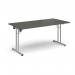Rectangular folding leg table with silver legs and straight foot rails 1600mm x 800mm - Onyx Grey SFL1600-S-OG