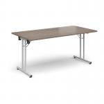 Rectangular folding leg table with white legs and straight foot rails 1600mm x 800mm - Barcelona Walnut SFL1600-WH-BW