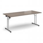 Rectangular folding leg table with chrome legs and straight foot rails 1800mm x 800mm - Barcelona Walnut SFL1800-C-BW