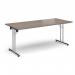 Rectangular folding leg table with chrome legs and straight foot rails 1800mm x 800mm - Barcelona Walnut SFL1800-C-BW