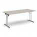 Rectangular folding leg table with chrome legs and straight foot rails 1800mm x 800mm - Light Grey SFL1800-C-LG