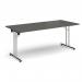 Rectangular folding leg table with chrome legs and straight foot rails 1800mm x 800mm - Onyx Grey SFL1800-C-OG