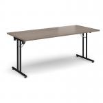 Rectangular folding leg table with black legs and straight foot rails 1800mm x 800mm - Barcelona Walnut SFL1800-K-BW