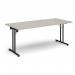 Rectangular folding leg table with black legs and straight foot rails 1800mm x 800mm - Light Grey SFL1800-K-LG