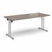 Rectangular folding leg table with silver legs and straight foot rails 1800mm x 800mm - Barcelona Walnut SFL1800-S-BW