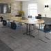 Rectangular folding leg table with silver legs and straight foot rails 1800mm x 800mm - Barcelona Walnut SFL1800-S-BW