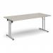 Rectangular folding leg table with silver legs and straight foot rails 1800mm x 800mm - Light Grey SFL1800-S-LG