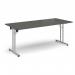 Rectangular folding leg table with silver legs and straight foot rails 1800mm x 800mm - Onyx Grey SFL1800-S-OG