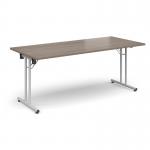 Rectangular folding leg table with white legs and straight foot rails 1800mm x 800mm - Barcelona Walnut SFL1800-WH-BW