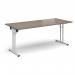 Rectangular folding leg table with white legs and straight foot rails 1800mm x 800mm - Barcelona Walnut SFL1800-WH-BW