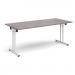 Rectangular folding leg table with white legs and straight foot rails 1800mm x 800mm - grey oak SFL1800-WH-GO