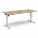 Rectangular folding leg table with white legs and straight foot rails 1800mm x 800mm - Kendal Oak SFL1800-WH-KO
