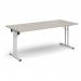 Rectangular folding leg table with white legs and straight foot rails 1800mm x 800mm - Light Grey SFL1800-WH-LG