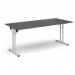 Rectangular folding leg table with white legs and straight foot rails 1800mm x 800mm - Onyx Grey SFL1800-WH-OG