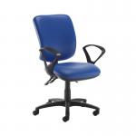 Senza high back operator chair with fixed arms - Ocean Blue vinyl SH43-000-74465